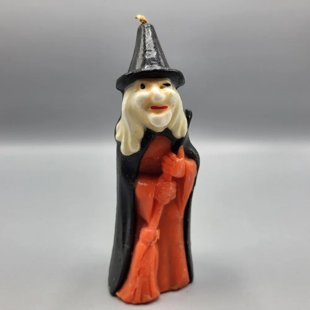 Vintage Gurley Halloween Witch Candle Figurine Spooky Decor 5.5